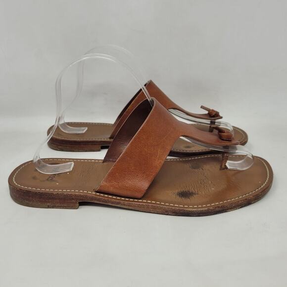 CELINE Lerins Sandals IT41 US11 Brown Leather Thong Knot Flats Slides Slip On - Picture 2 of 13